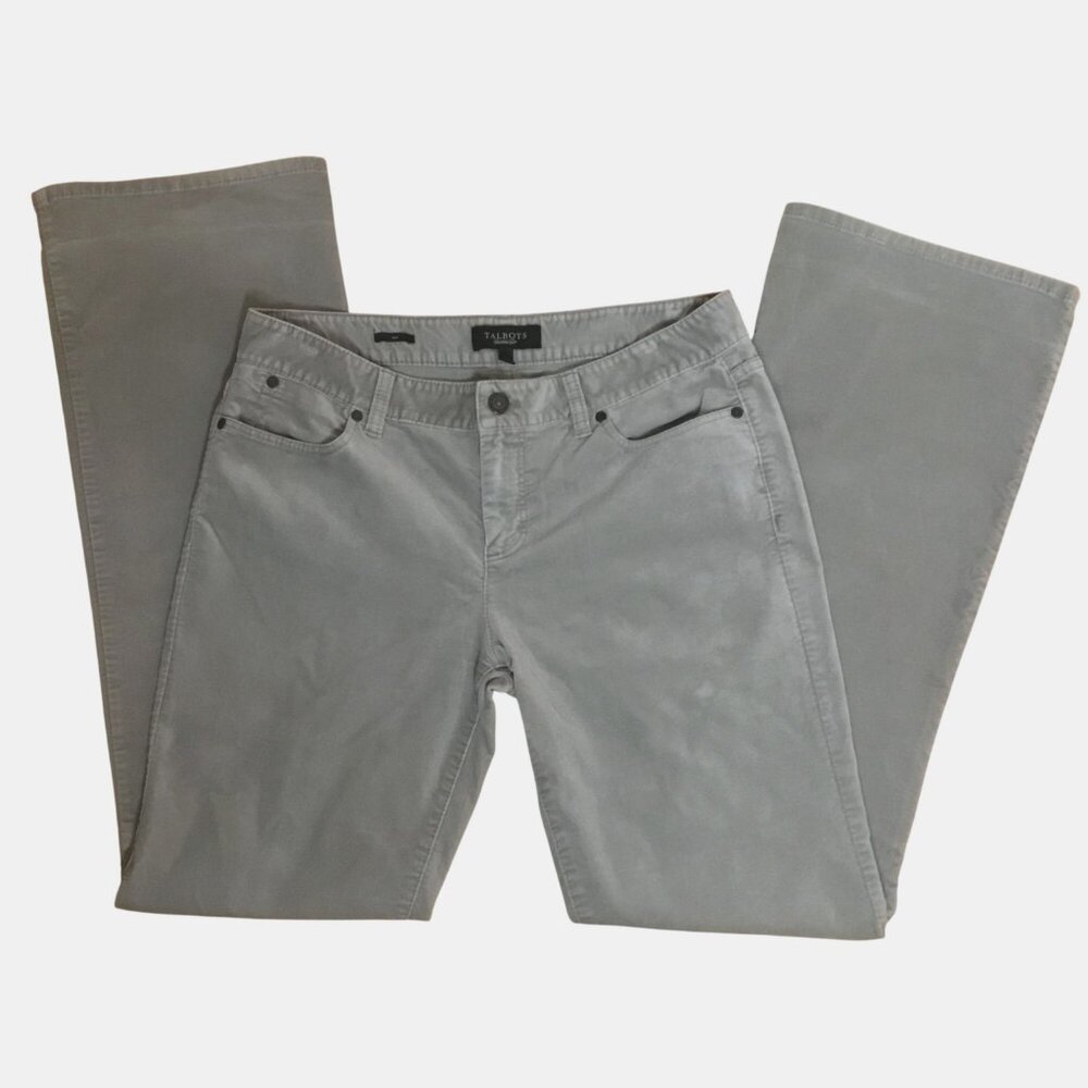 TALBOTS Gray Cotton Stretch Bootcut Pants Sz 8 Minimalist Elevated Workwear
